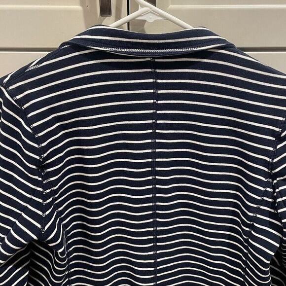 GAP Women's Large navy & white striped single button casual knit blazer jacket - Picture 6 of 9